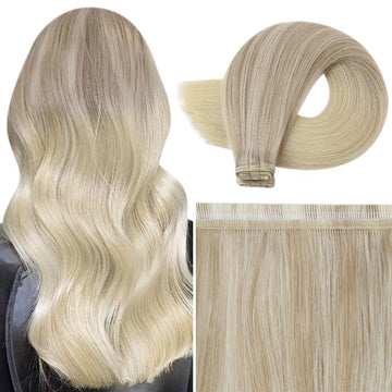 Fshine Virgin PU Sew In Hair Invisible 100% Remy Human Hair Weft Bundles Color #18/22/60 - FShine Shop